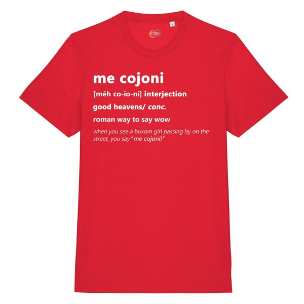 T-shirt-mecojoni-roman-says-cotone-biologico-rosso