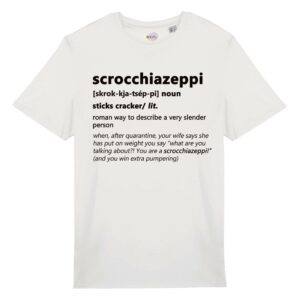 T-shirt-scrocchiazeppi-roman-says-cotone-biologico-bianco