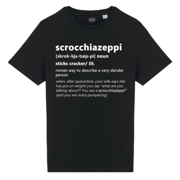 T-shirt-scrocchiazeppi-roman-says-cotone-biologico-nero