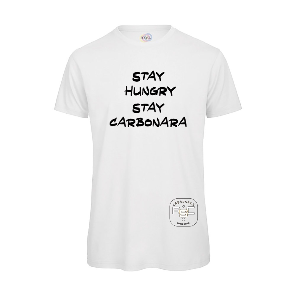 T-shirt-uomo-stay-hungry-stay-carbonara-BIANCO