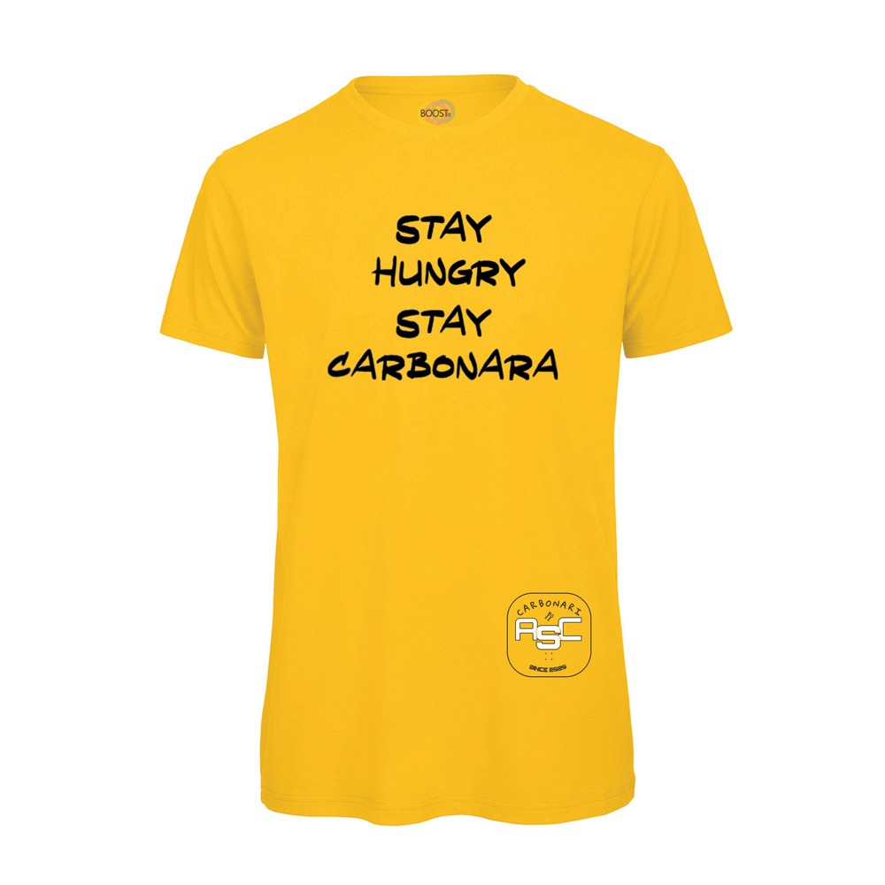 T-shirt-uomo-stay-hungry-stay-carbonara-GIALLO
