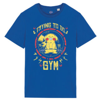 T-shirt-unisex-fanart-Pikagym-cotone-biologico-100%-blu-fronte-boostit