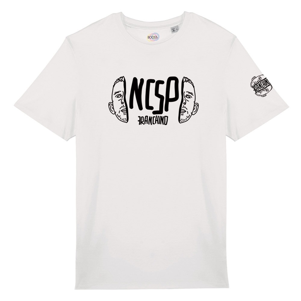 T-shirt-NCSP-Franchino-er-criminale-cotone-biologico-bianco-unisex-boostit