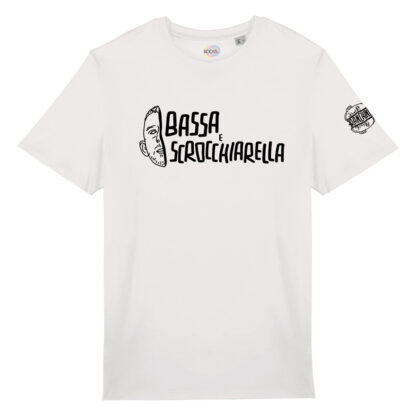 T-shirt-Pizetta-Bassa-Scrocchiarella-Franchino-er-criminale-cotone-biologico-bianco-unisex-boostit