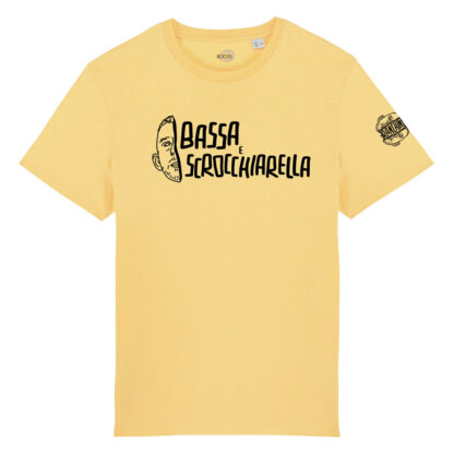 T-shirt-Pizetta-Bassa-Scrocchiarella-Franchino-er-criminale-cotone-biologico-giallo-unisex-boostit