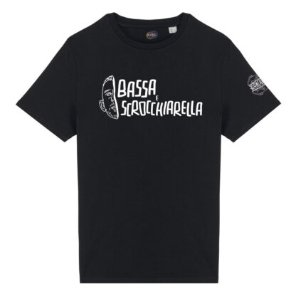 T-shirt-Pizetta-Bassa-Scrocchiarella-Franchino-er-criminale-cotone-biologico-nero-unisex-boostit