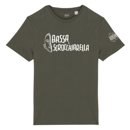 T-shirt-Pizetta-Bassa-Scrocchiarella-Franchino-er-criminale-cotone-biologico-verde-unisex-boostit