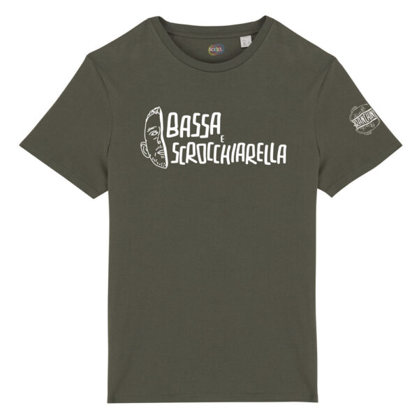 T-shirt-Pizetta-Bassa-Scrocchiarella-Franchino-er-criminale-cotone-biologico-verde-unisex-boostit