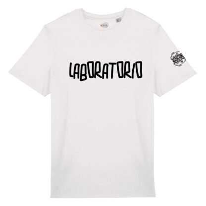 T-shirt-Laboratorio-Franchino-er-criminale-cotone-biologico-bianco-unisex-boostit