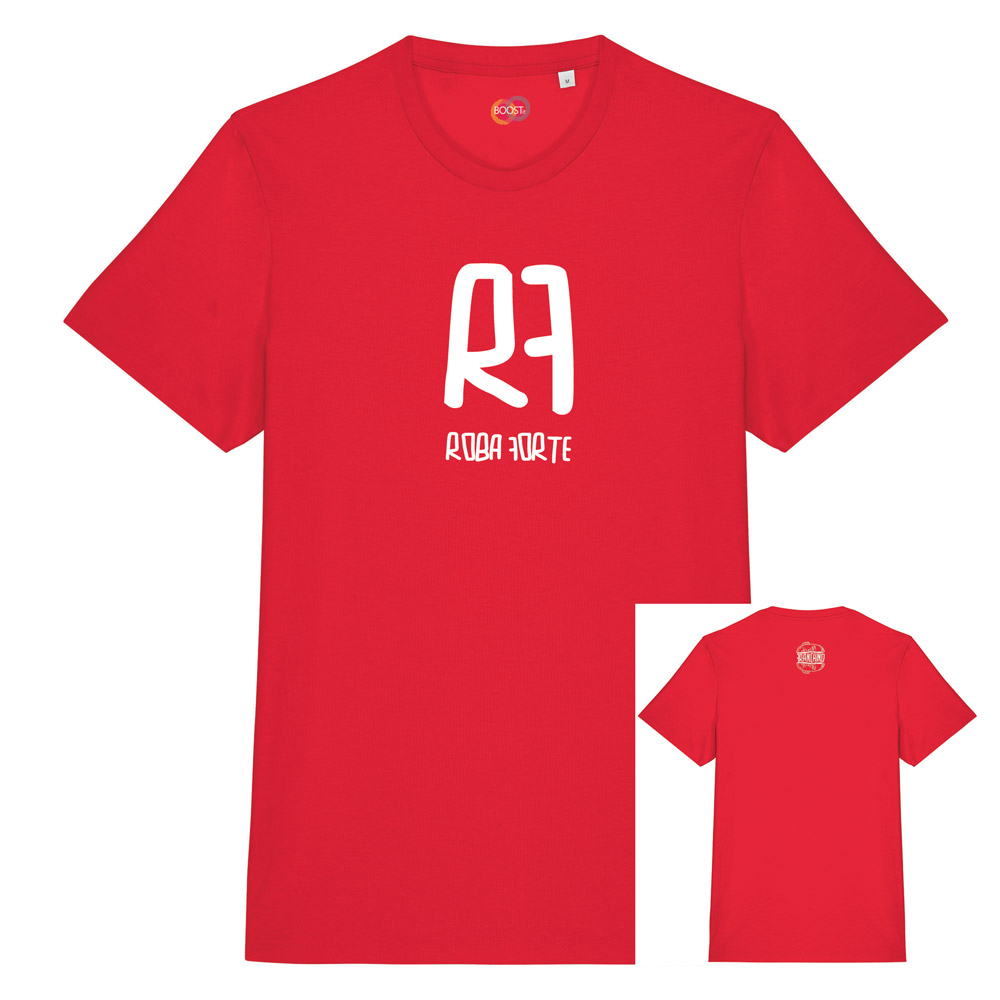 T-shirt-RF-Franchino-er-criminale-cotone-biologico-rosso-unisex-boostit