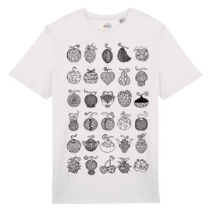 T-shirt-Unisex-One-Frutti-del-Diavolo-Piece-Manga-Anime-bianco