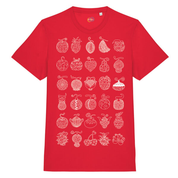 T-shirt-Unisex-One-Frutti-del-Diavolo-Piece-Manga-Anime-rosso