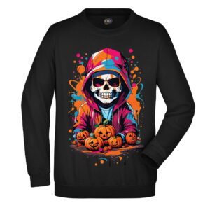 Felpa-Girocollo-unisex-Halloween--Skull-Boy-nero
