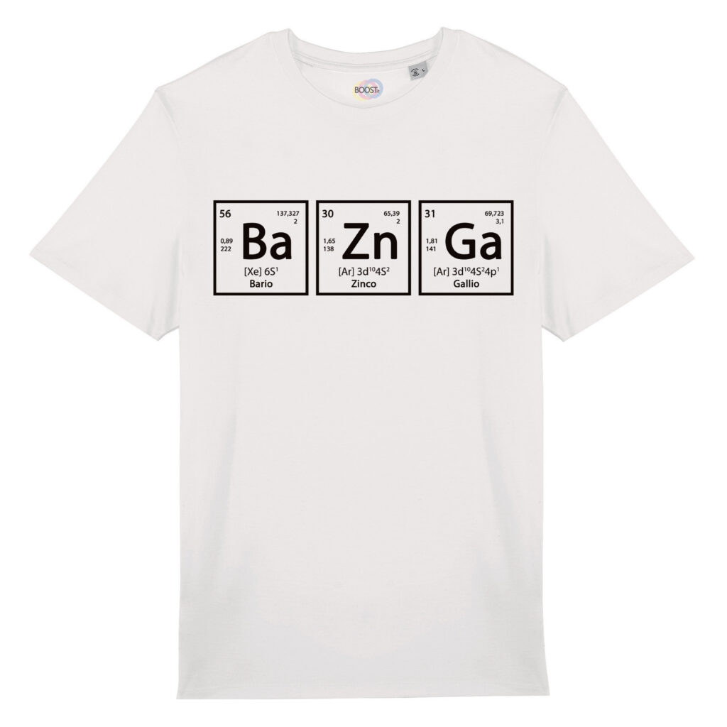 T-shirt-Unisex-Chemical-Bazinga-cotone-biologico-bianco