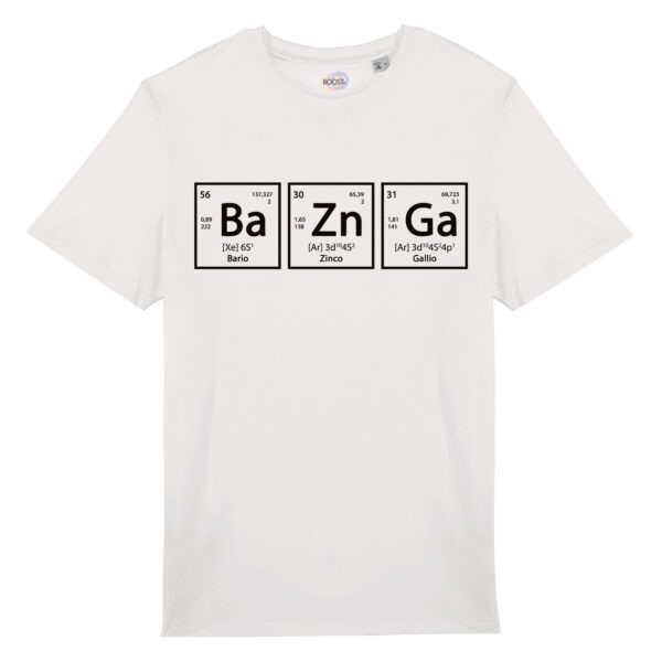 T-shirt-Unisex-Chemical-Bazinga-cotone-biologico-bianco