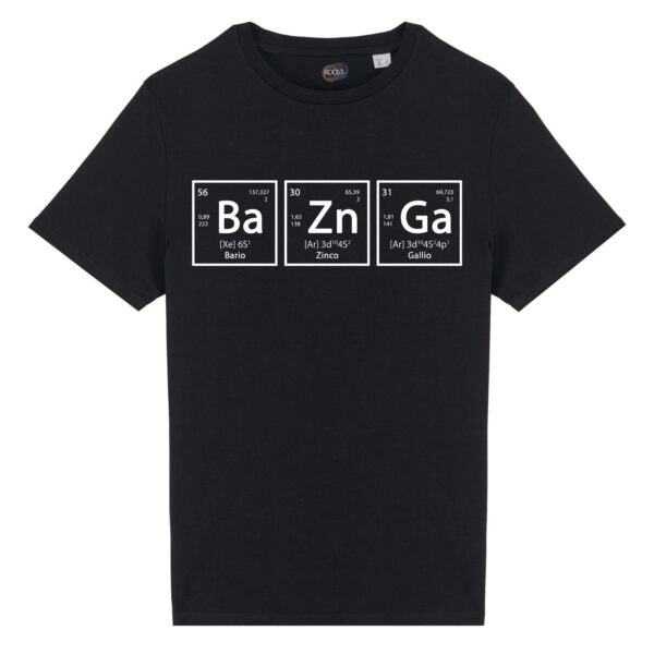 T-shirt-Unisex-Chemical-Bazinga-cotone-biologico-nero
