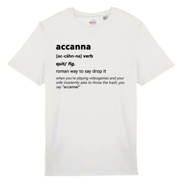 T-shirt-accanna-roman-says-cotone-biologico-bianco