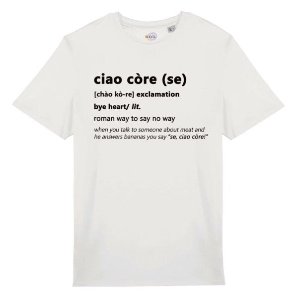 T-shirt-ciao-core-roman-says-cotone-biologico-bianco