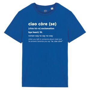 T-shirt-ciao-core-roman-says-cotone-biologico-blu