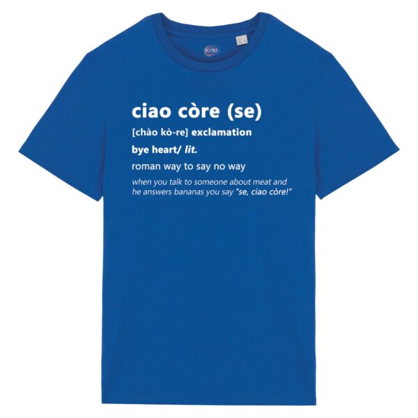 T-shirt-ciao-core-roman-says-cotone-biologico-blu