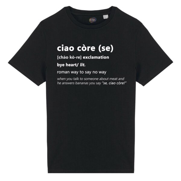 T-shirt-ciao-core-roman-says-cotone-biologico-nero