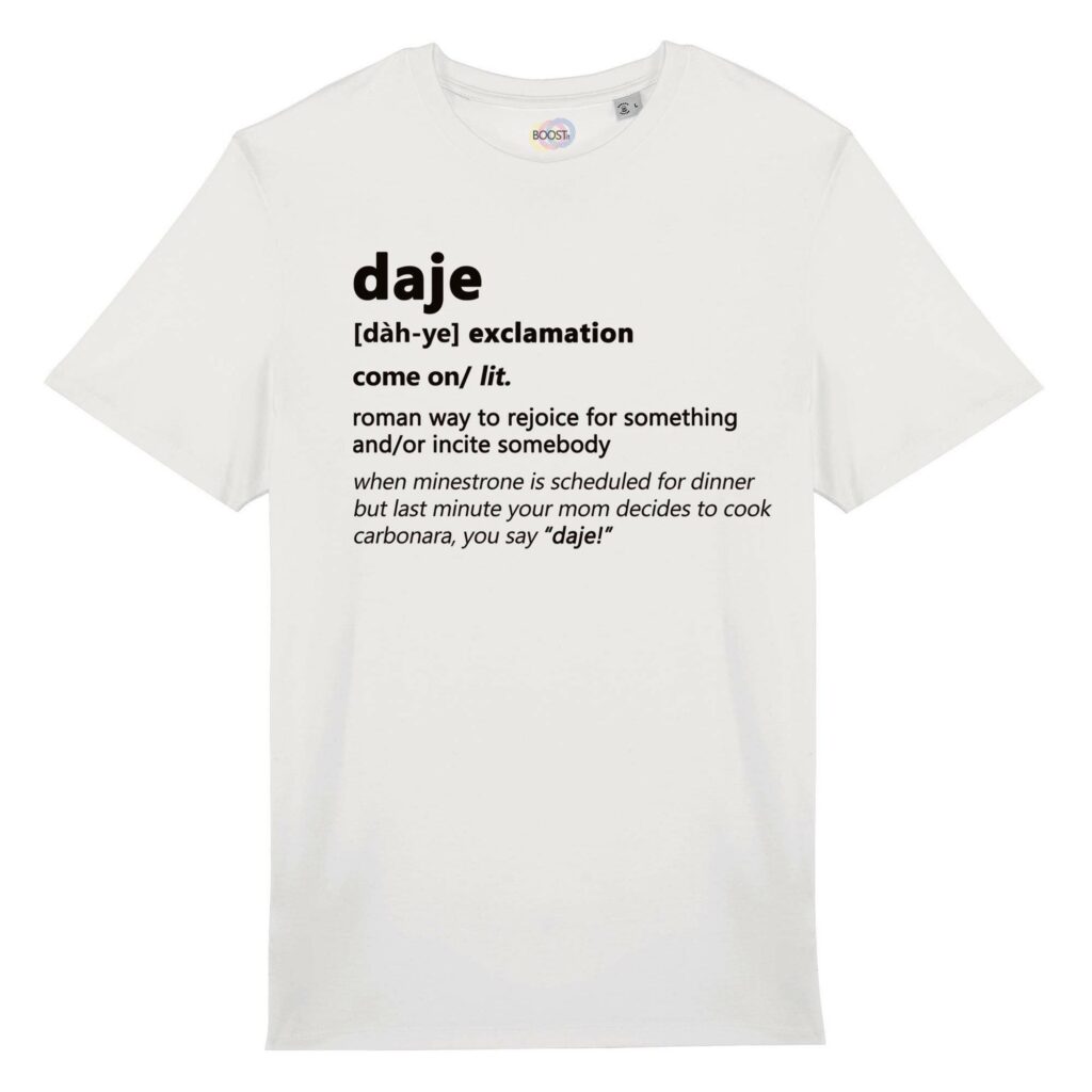 T-shirt-daje-roman-says-cotone-biologico-bianco