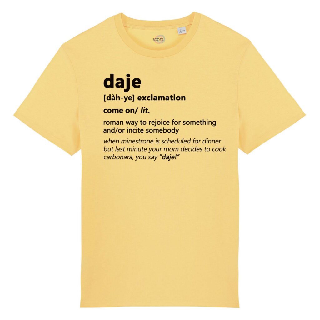 T-shirt-daje-roman-says-cotone-biologico-giallo