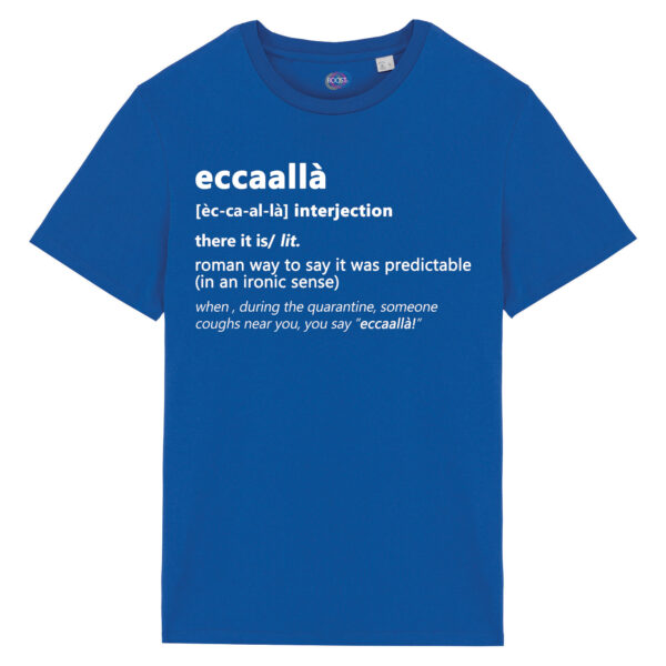 T-shirt-eccalla-roman-says-cotone-biologico-blu