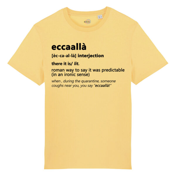 T-shirt-eccalla-roman-says-cotone-biologico-giallo