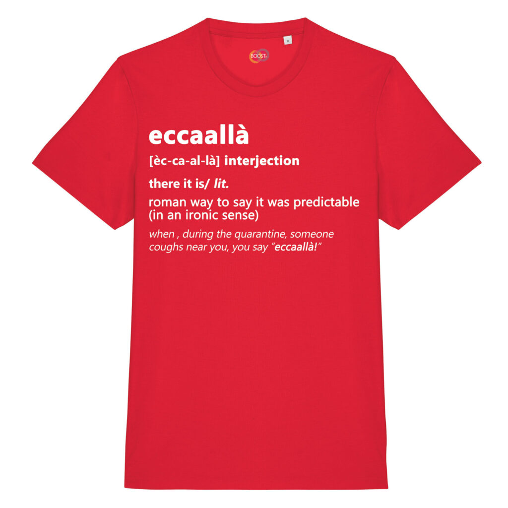 T-shirt-eccalla-roman-says-cotone-biologico-rosso