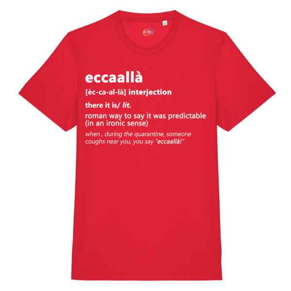 T-shirt-eccalla-roman-says-cotone-biologico-rosso