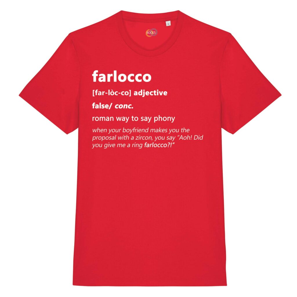 T-shirt-farlocco-roman-says-cotone-biologico-rosso