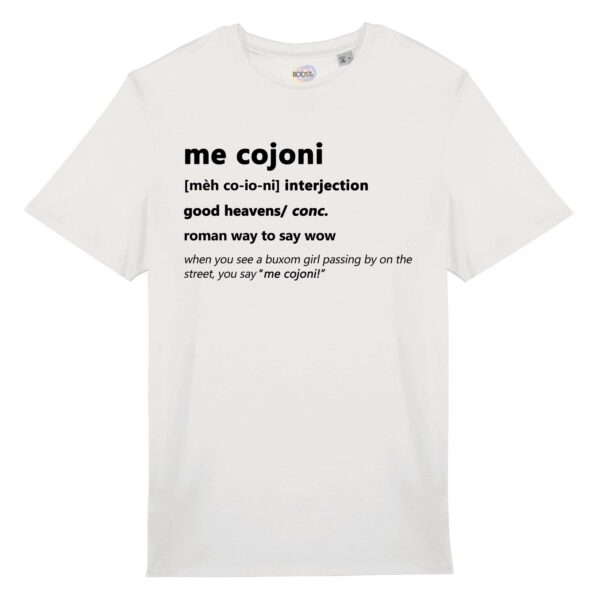 T-shirt-mecojoni-roman-says-cotone-biologico-bianco