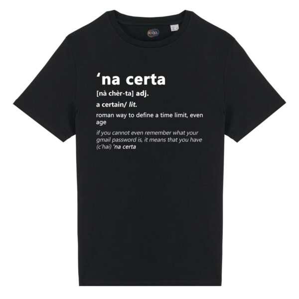 T-shirt-na-certa-roman-says-cotone-biologico-nero