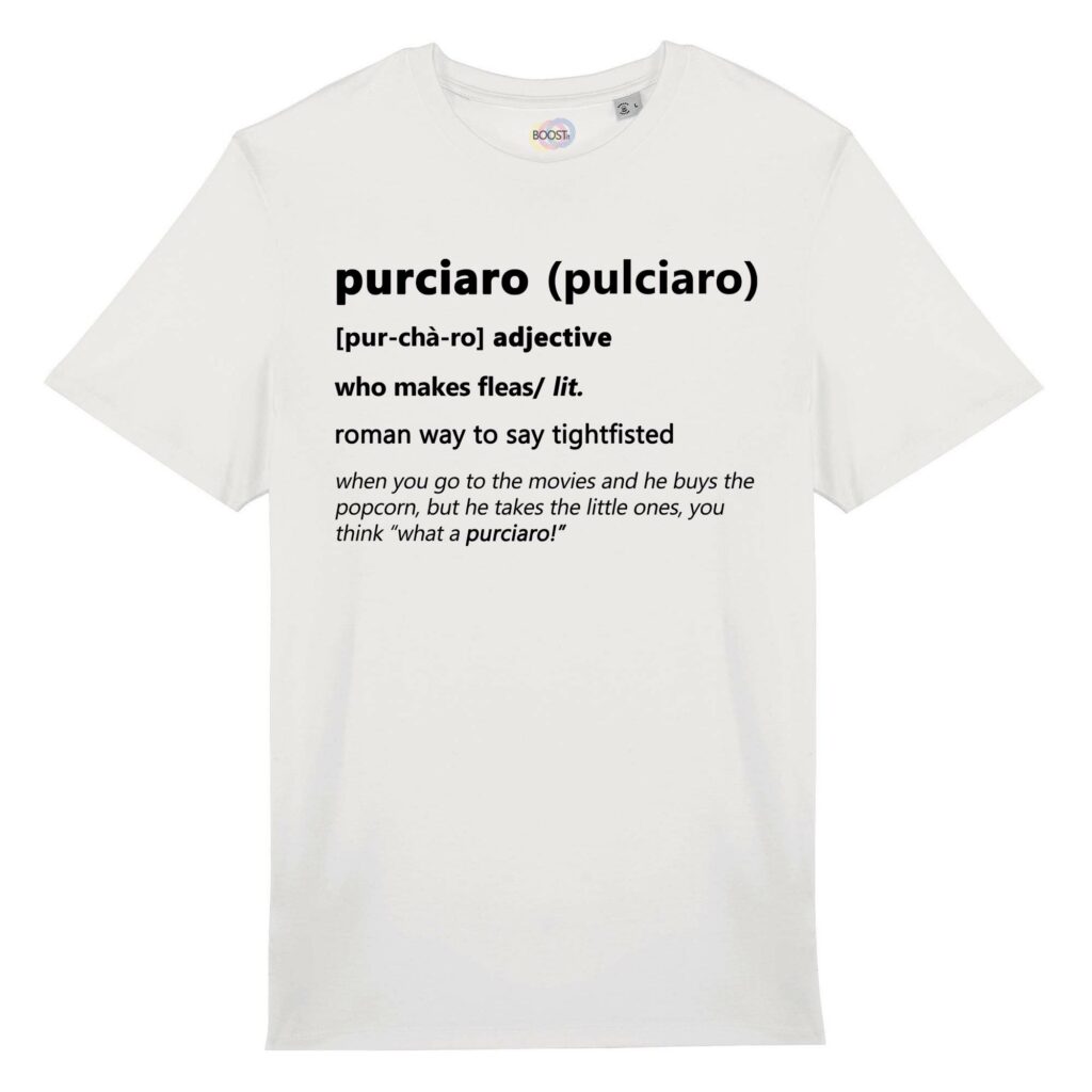 T-shirt-purciaro-roman-says-cotone-biologico-bianco