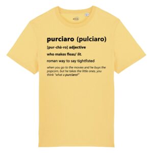 T-shirt-purciaro-roman-says-cotone-biologico-giallo