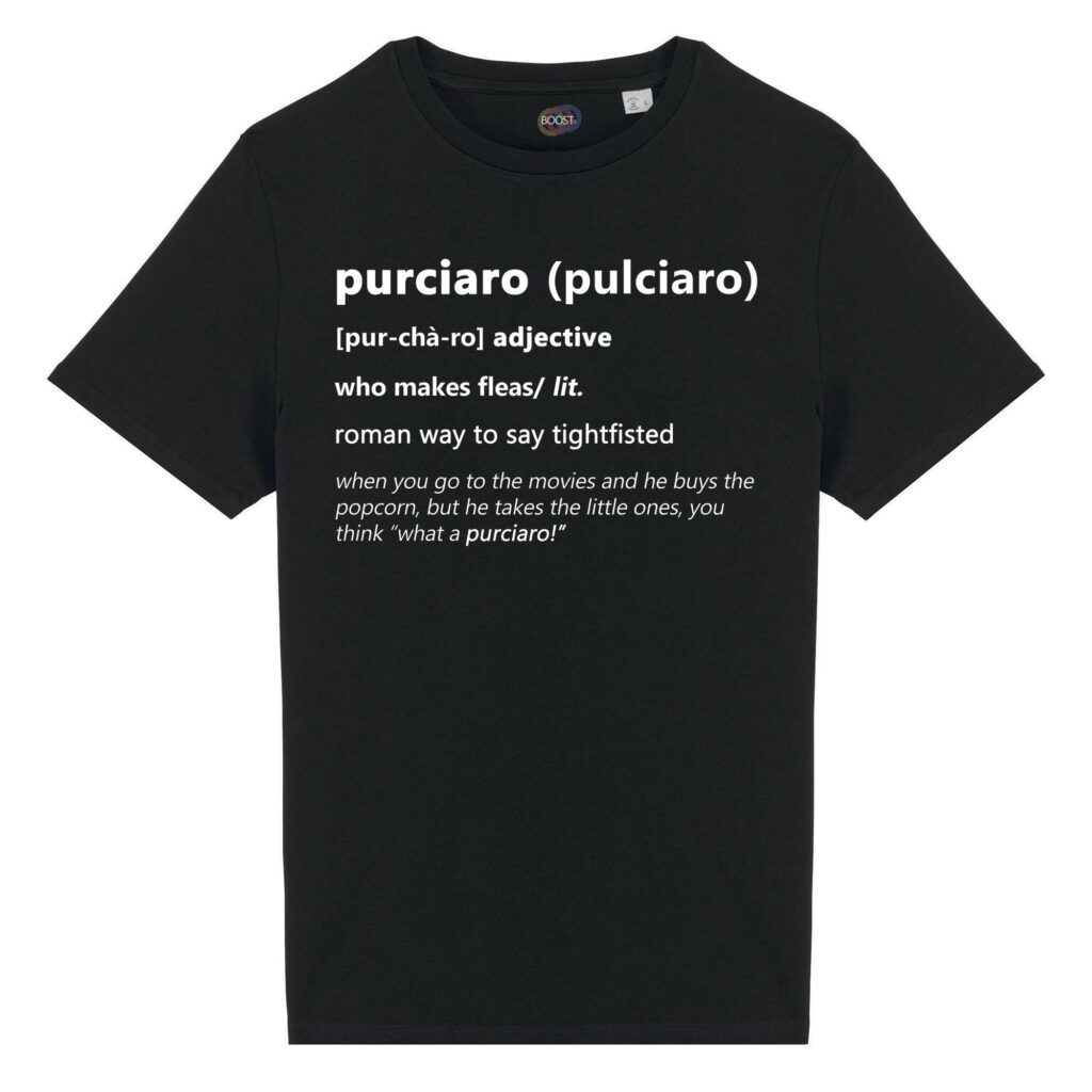 T-shirt-purciaro-roman-says-cotone-biologico-nero