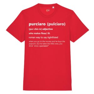 T-shirt-purciaro-roman-says-cotone-biologico-rosso