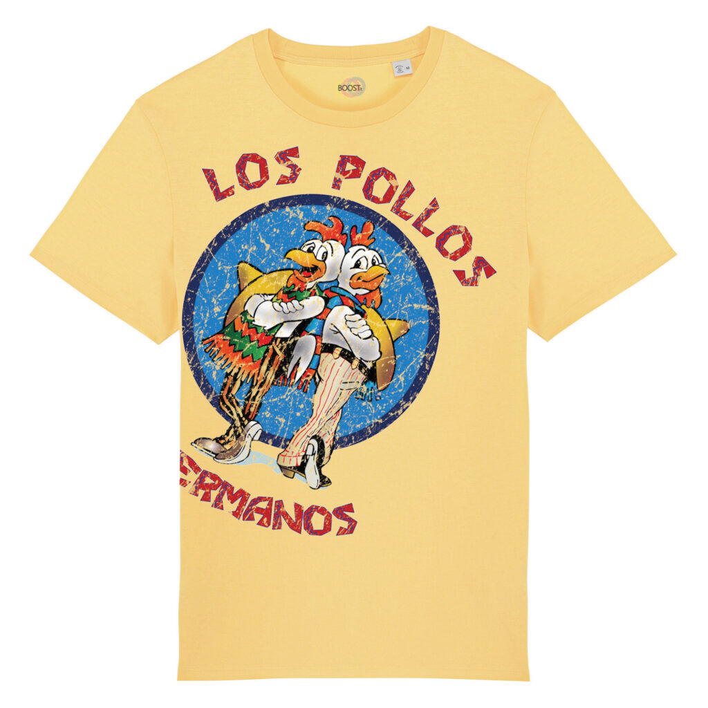 T-shirt-unisex-worn-Los-Pollos-Hermanos-giallo