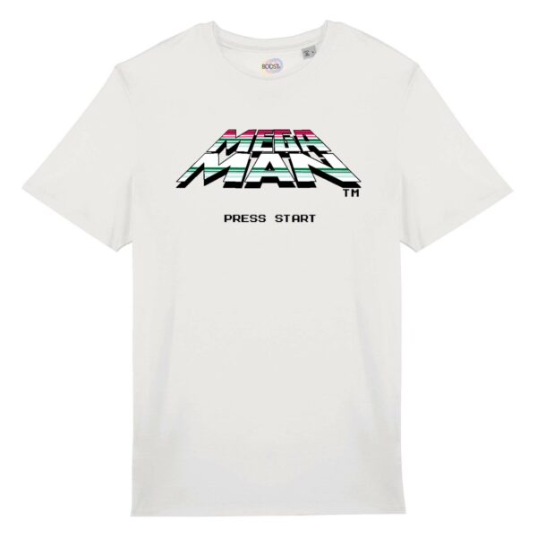 t-shirt-mega-man-memories-unisex-cotone-biologico-bianco